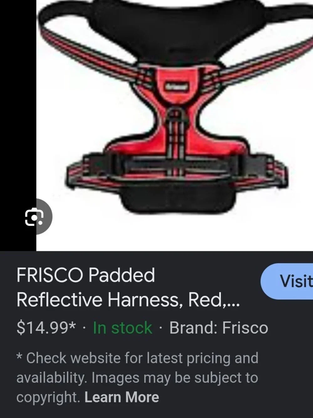 Frisco size medium Red and Black Reflective Dog Harness